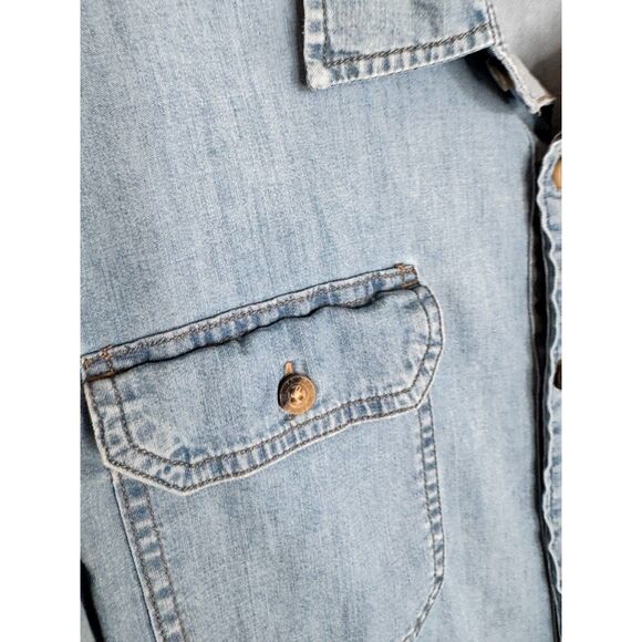 Wrangler Men’s Light Wash Western Casual Denim Button-Up Shirt Size L - Picture 5 of 5